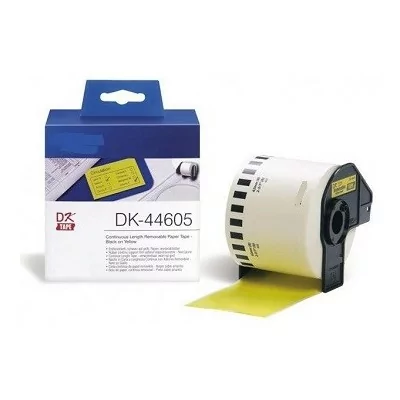 Etichette adesive per etichettatrice Brother DK-44605 DK Tape da 62 mm (Rotolo 30,48 metri) compatibile NERO SU GIALLO